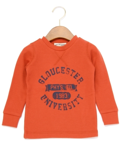 green label relaxing（グリーンレーベルリラクシング）の「ワッフル カレッジプリント プルオーバー（Tシャツ/カットソー・キッズ・ネイビー/オレンジ・95/115/105/125）」の9枚目の写真