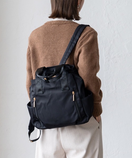 VitaFelice（ヴィータフェリーチェ）の「大容量ナイロンリュックサック（バックパック/リュック・レディース・ブラック/ネイビー/モカ/ブラウン/グレー/グリーン系その他・FREE）」の15枚目の写真