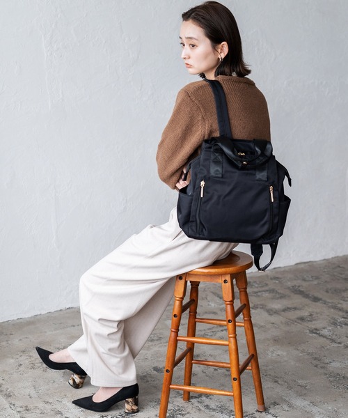 VitaFelice（ヴィータフェリーチェ）の「大容量ナイロンリュックサック（バックパック/リュック・レディース・ブラック/ネイビー/モカ/ブラウン/グレー/グリーン系その他・FREE）」の13枚目の写真