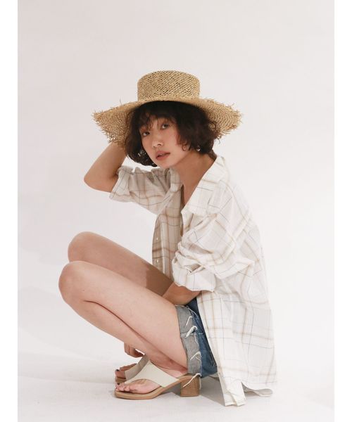 Ungrid（アングリッド）の「ビッグルーズチェックシャツ（シャツ/ブラウス・レディース・オフホワイト/グリーン/ベージュ・FREE）」の12枚目の写真