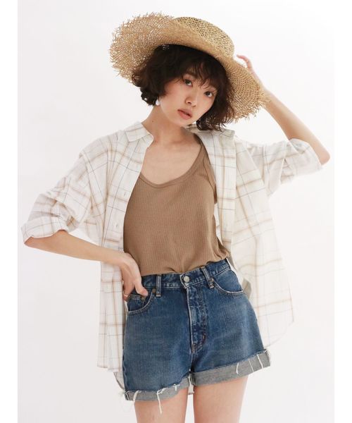 Ungrid（アングリッド）の「ビッグルーズチェックシャツ（シャツ/ブラウス・レディース・オフホワイト/グリーン/ベージュ・FREE）」の8枚目の写真