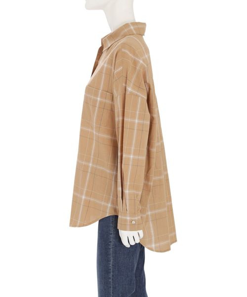 Ungrid（アングリッド）の「ビッグルーズチェックシャツ（シャツ/ブラウス・レディース・オフホワイト/グリーン/ベージュ・FREE）」の6枚目の写真