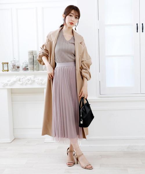 Girly Doll（ガーリードール）の「プリーツチュールスカート（スカート・レディース・ベージュ/ピンク/グレー/ブラック/カーキ/ライトパープル/ライトグリーン・FREE/M/L）」の14枚目の写真