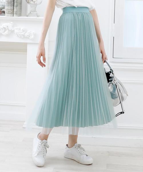 Girly Doll（ガーリードール）の「プリーツチュールスカート（スカート・レディース・ベージュ/ピンク/グレー/ブラック/カーキ/ライトパープル/ライトグリーン・FREE/M/L）」の11枚目の写真