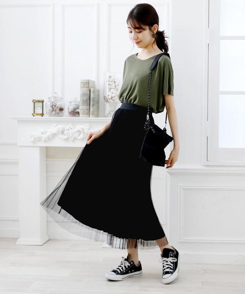 Girly Doll（ガーリードール）の「プリーツチュールスカート（スカート・レディース・ベージュ/ピンク/グレー/ブラック/カーキ/ライトパープル/ライトグリーン・FREE/M/L）」の8枚目の写真