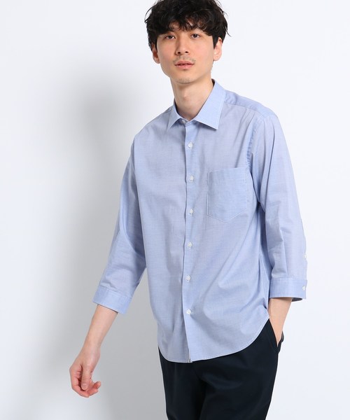 セール トップス シャツ シャツ ブラウス Takeo コットン 七分袖 七分袖 Takeo Kikuchi タケオキクチ のファッション ドビー