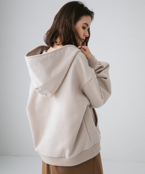 PUBLIC TOKYO（パブリックトウキョウ）の「極 Vネックスリットフードパーカー（パーカー・レディース・ダークグレー/ベージュ/パープル・FREE）」の9枚目の写真