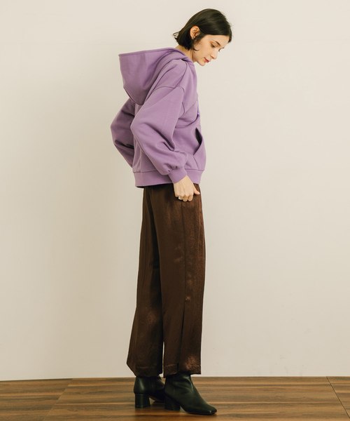 PUBLIC TOKYO（パブリックトウキョウ）の「極 Vネックスリットフードパーカー（パーカー・レディース・ダークグレー/ベージュ/パープル・FREE）」の18枚目の写真