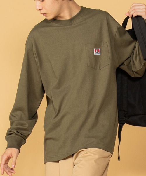 BEN DAVIS（ベンデイビス）の「∴WEGO/【WEB限定】BEN DAVIS ベンデイビス 別注ポケットビッグシルエットロンT（Tシャツ/カットソー・メンズ・カーキ/パープル/ホワイト/ブラック/ブラウン/ダークグリーン/ベージュ/ワイン/オレンジ/ライトパープル/グリーン系その他/ライトベージュ/マスタード/ライトピンク/アイボリー/パープル系その他/スミクロ・LARGE/MEDIUM）」の9枚目の写真