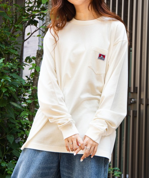 BEN DAVIS（ベンデイビス）の「∴WEGO/【WEB限定】BEN DAVIS ベンデイビス 別注ポケットビッグシルエットロンT（Tシャツ/カットソー・メンズ・カーキ/パープル/ホワイト/ブラック/ブラウン/ダークグリーン/ベージュ/ワイン/オレンジ/ライトパープル/グリーン系その他/ライトベージュ/マスタード/ライトピンク/アイボリー/パープル系その他/スミクロ・LARGE/MEDIUM）」の2枚目の写真