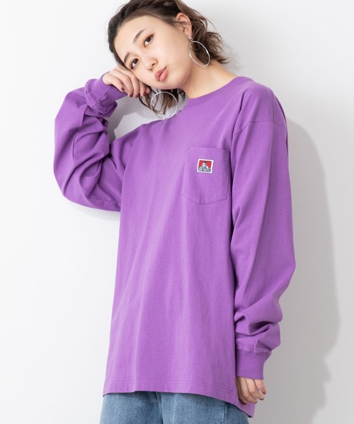 BEN DAVIS（ベンデイビス）の「∴WEGO/【WEB限定】BEN DAVIS ベンデイビス 別注ポケットビッグシルエットロンT（Tシャツ/カットソー・メンズ・カーキ/パープル/ホワイト/ブラック/ブラウン/ダークグリーン/ベージュ/ワイン/オレンジ/ライトパープル/グリーン系その他/ライトベージュ/マスタード/ライトピンク/アイボリー/パープル系その他/スミクロ・LARGE/MEDIUM）」の21枚目の写真