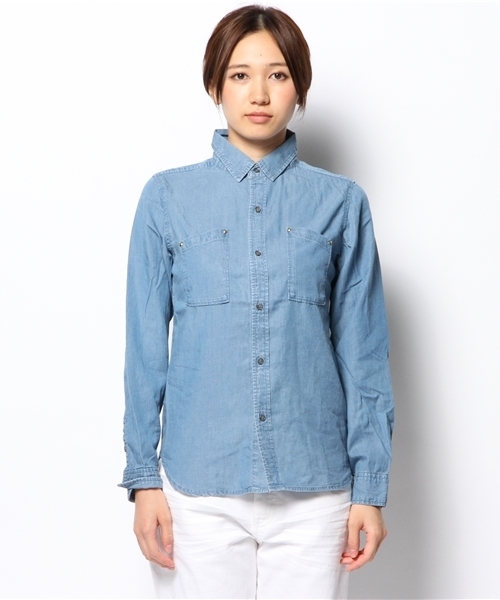 LOUNGEDRESS（ラウンジドレス）の「テンセルデニムシャツ（シャツ/ブラウス・レディース・ブルー/インディゴブルー・ﾌﾘ-）」の11枚目の写真