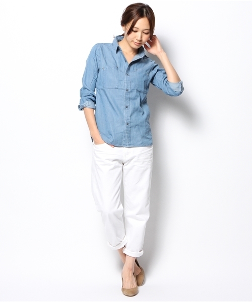 LOUNGEDRESS（ラウンジドレス）の「テンセルデニムシャツ（シャツ/ブラウス・レディース・ブルー/インディゴブルー・ﾌﾘ-）」の8枚目の写真