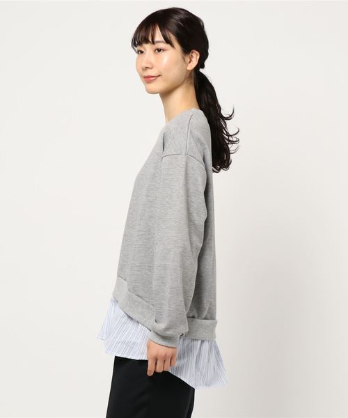 GeeRA(ジーラ)の「シャツレイヤード風裏毛プルオーバー(Tシャツ/カットソー・レディース・ブラック/杢グレー・MEDIUM/LARGE/X-LARGE/XX-LARGE)」の3枚目の写真