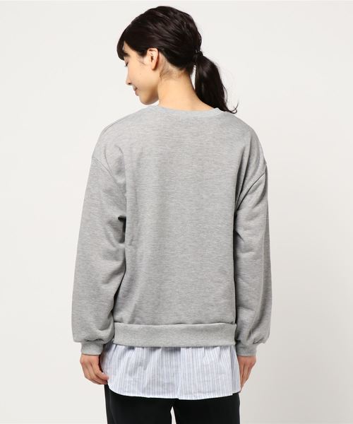 GeeRA(ジーラ)の「シャツレイヤード風裏毛プルオーバー(Tシャツ/カットソー・レディース・ブラック/杢グレー・MEDIUM/LARGE/X-LARGE/XX-LARGE)」の4枚目の写真