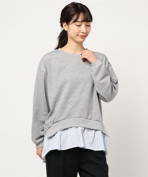 GeeRA(ジーラ)の「シャツレイヤード風裏毛プルオーバー(Tシャツ/カットソー・レディース・ブラック/杢グレー・MEDIUM/LARGE/X-LARGE/XX-LARGE)」の9枚目の写真