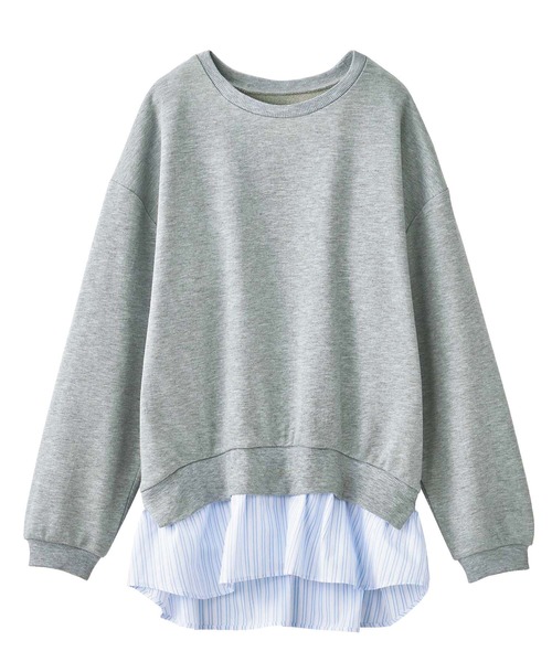GeeRA(ジーラ)の「シャツレイヤード風裏毛プルオーバー(Tシャツ/カットソー・レディース・ブラック/杢グレー・MEDIUM/LARGE/X-LARGE/XX-LARGE)」の6枚目の写真