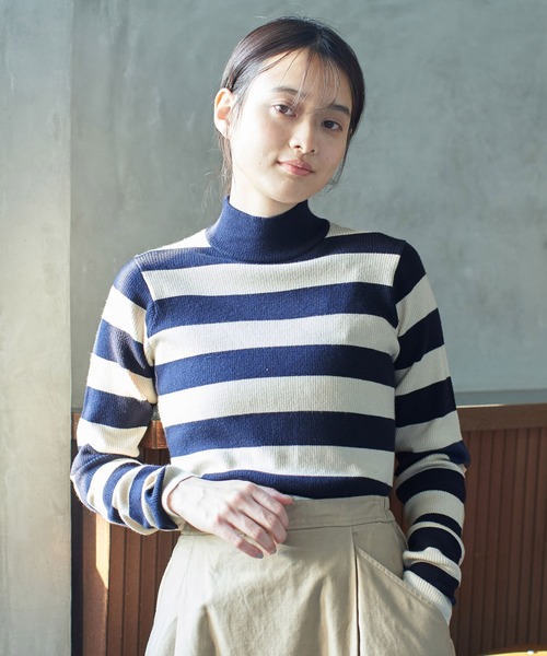 AMERICAN HOLIC(アメリカンホリック)の「ハイネックリブニットプルオーバー*(ニット/セーター・レディース・ライトグレー/ブラック/ネイビー/モカ/ホワイト系その他4/グレー系その他4・M/L)」の2枚目の写真