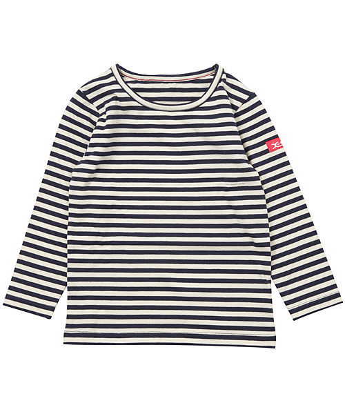 X-girl Stages(エックスガールステージス)の「STRIPE L/S TOP (4T~7T)/ ボーダー(Tシャツ/カットソー・キッズ・ピンク/ネイビー/レッド・4T/5T/6T/7T)」の2枚目の写真