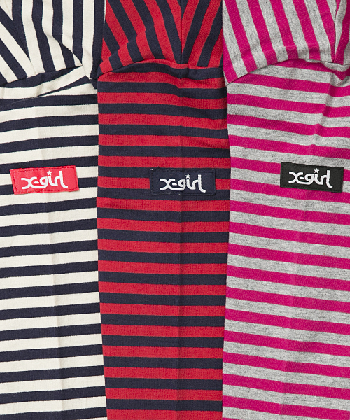 X-girl Stages(エックスガールステージス)の「STRIPE L/S TOP (4T~7T)/ ボーダー(Tシャツ/カットソー・キッズ・ピンク/ネイビー/レッド・4T/5T/6T/7T)」の5枚目の写真