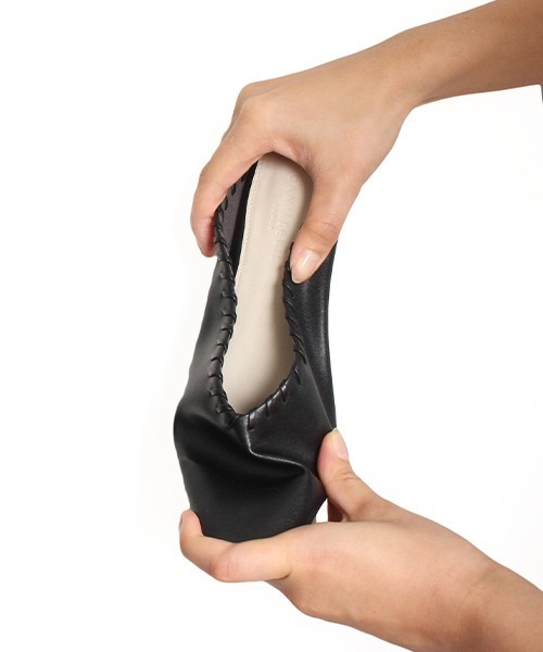 RANDA（ランダ）の「CAMILLE BIS RANDA/ソフトメッキヒールスクエアトゥミュール（パンプス・レディース・ブラック/ブルー/アイボリー・LL/M/L/S）」の4枚目の写真