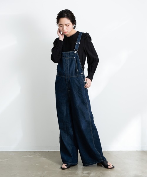Aunt Marie's(アントマリーズ)の「AUNT MARIE’S デニムルーズオーバーオール(サロペット/オーバーオール・レディース・ネイビー/ブルー・FREE)」の21枚目の写真