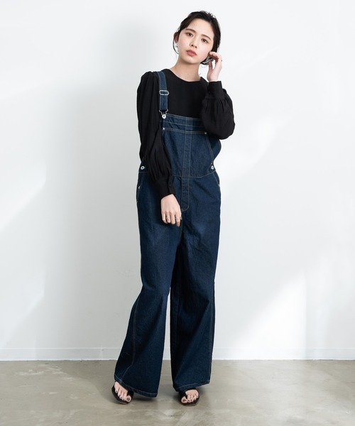 Aunt Marie's(アントマリーズ)の「AUNT MARIE’S デニムルーズオーバーオール(サロペット/オーバーオール・レディース・ネイビー/ブルー・FREE)」の4枚目の写真