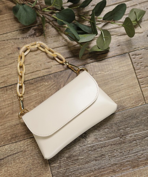 SESTO(セスト)の「プラチェーンミニポシェットショルダーバッグ(ショルダーバッグ・レディース・アイボリー/ブラウン/ブラック・ONE SIZE)」の2枚目の写真