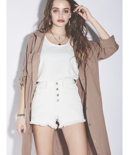 EGOIST（エゴイスト）の「オーバースリットロングシャツ（シャツ/ブラウス・レディース・ライトブラウン/ホワイト/カーキ・FREE）」の11枚目の写真