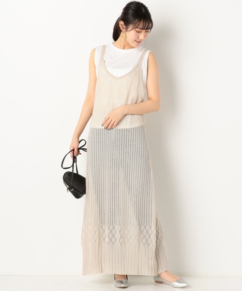 archives（アルシーヴ）の「透かし編みキャミワンピース＋Tシャツ（ワンピース・レディース・パープル/イエロー/ベージュ・MEDIUM）」の5枚目の写真