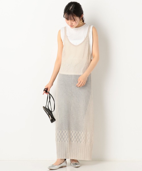 archives（アルシーヴ）の「透かし編みキャミワンピース＋Tシャツ（ワンピース・レディース・パープル/イエロー/ベージュ・MEDIUM）」の4枚目の写真