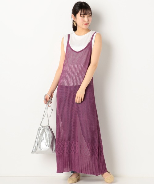 archives（アルシーヴ）の「透かし編みキャミワンピース＋Tシャツ（ワンピース・レディース・パープル/イエロー/ベージュ・MEDIUM）」の12枚目の写真