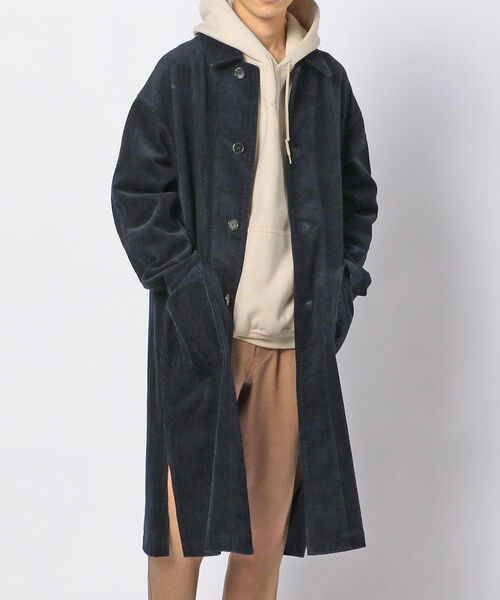 FREDY&GLOSTER（フレディアンドグロスター）の「コーデュロイ  ステンカラーコート バルカラーコート（ステンカラーコート・メンズ・キナリ/ブラウン/ネイビー/ベビーピンク・M/L）」の3枚目の写真