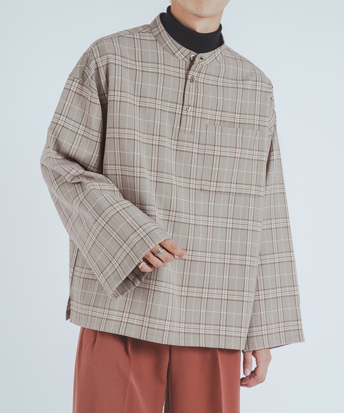 epnok(エプノック)の「バンドカラープルオーバーシャツ(シャツ/ブラウス・メンズ・ライトブルー/ベージュ/ネイビー/オリーブ・FREE)」の5枚目の写真