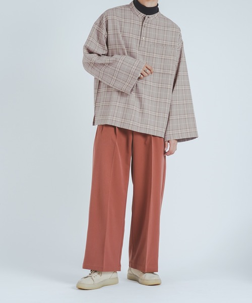 epnok(エプノック)の「バンドカラープルオーバーシャツ(シャツ/ブラウス・メンズ・ライトブルー/ベージュ/ネイビー/オリーブ・FREE)」の9枚目の写真