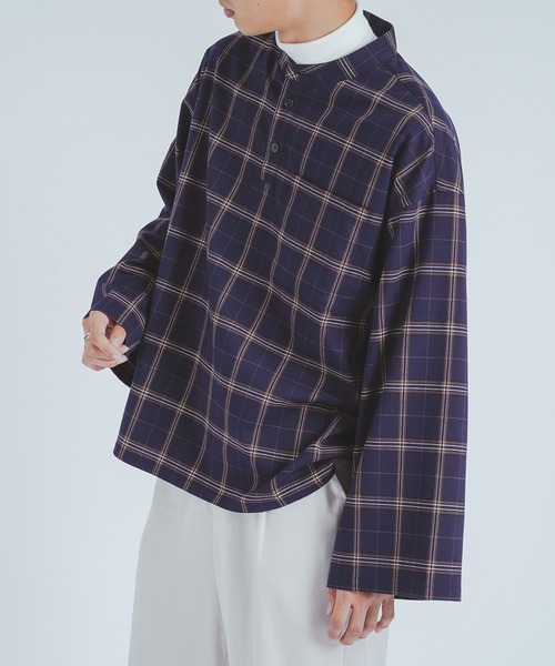 epnok(エプノック)の「バンドカラープルオーバーシャツ(シャツ/ブラウス・メンズ・ライトブルー/ベージュ/ネイビー/オリーブ・FREE)」の17枚目の写真