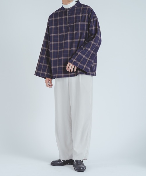 epnok(エプノック)の「バンドカラープルオーバーシャツ(シャツ/ブラウス・メンズ・ライトブルー/ベージュ/ネイビー/オリーブ・FREE)」の20枚目の写真