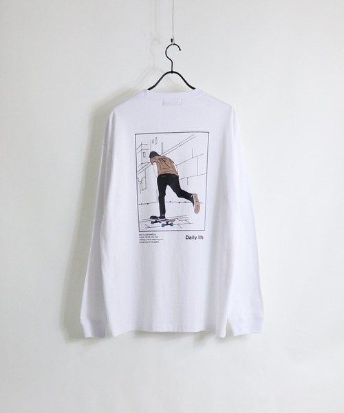 ILL'S(イルズ)の「ILL'S / イルズ バックプリントアートイラストビッグロンT(Tシャツ/カットソー・メンズ・ホワイト/チャコールグレー/ブラック/サックスブルー/ミント/ホワイト系その他・M/L)」の3枚目の写真