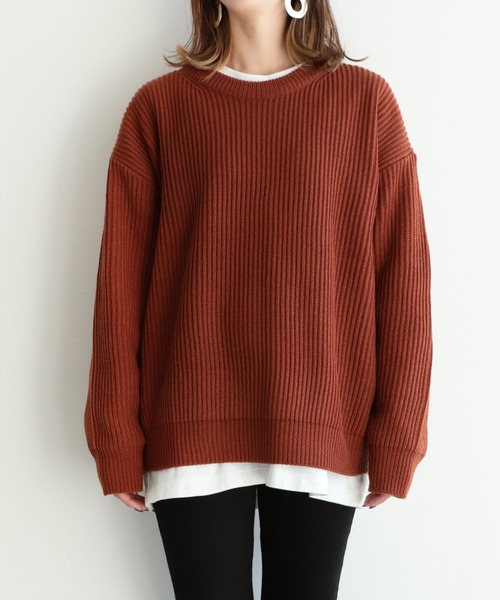 reca（レカ）の「オーバーサイズリブニット（ニット/セーター・レディース・マスタード/ライトベージュ/テラコッタ/ベージュ系その他・FREE）」の5枚目の写真