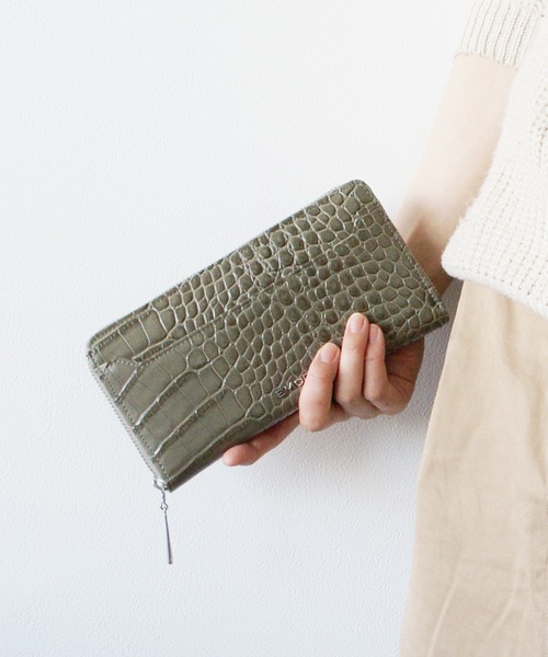 牛革 Emoda エモダ クロコダイル型押し牛革ラウンドファスナーウォレット 財布 Emoda エモダ のファッション通販 Zozotown