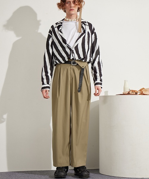 MIXSEVEN（ミックスセブン）の「【インフルエンサー別注カラー販売】3カラータックデザインスラックス　M9Q1618【MIX SEVEN】（スラックス・メンズ・ベージュ/ブラウン/ホワイト・M/S/L/XL）」の5枚目の写真