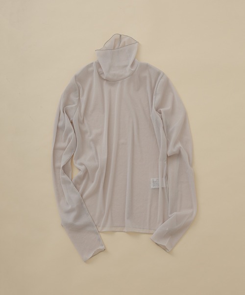 ADAM ET ROPE'(アダムエロペ)の「シアーメローシフォンタートル(Tシャツ/カットソー・レディース・ブラック/ホワイト/ベージュ系その他/ミント/サックスブルー・FREE)」の3枚目の写真