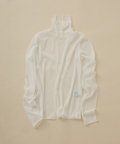 ADAM ET ROPE'(アダムエロペ)の「シアーメローシフォンタートル(Tシャツ/カットソー・レディース・ブラック/ホワイト/ベージュ系その他/ミント/サックスブルー・FREE)」の2枚目の写真