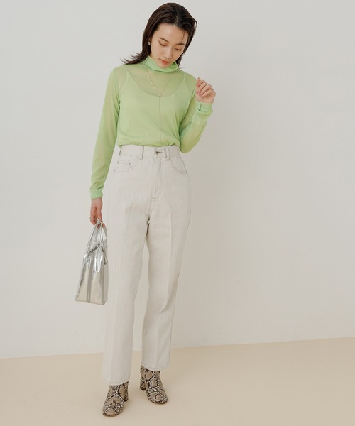 ADAM ET ROPE'(アダムエロペ)の「シアーメローシフォンタートル(Tシャツ/カットソー・レディース・ブラック/ホワイト/ベージュ系その他/ミント/サックスブルー・FREE)」の8枚目の写真