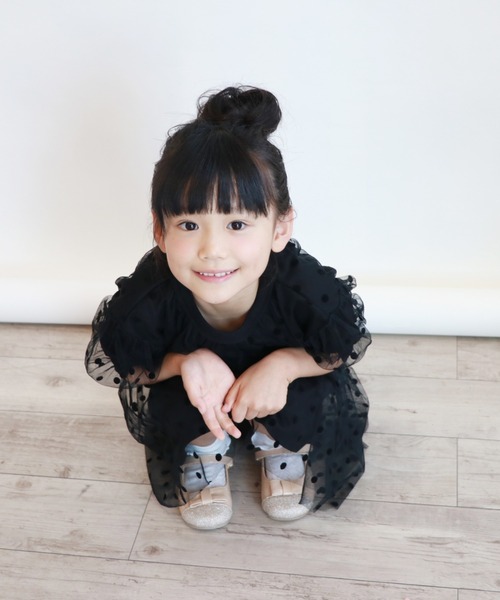 maarook（マルーク）の「[90-150]ドットチュール・ラッセルスカート（スカート・キッズ・ブラック/ホワイト・150cm/130cm/140cm/90cm/100cm/110cm/120cm）」の6枚目の写真