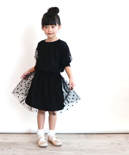 maarook（マルーク）の「[90-150]ドットチュール・ラッセルスカート（スカート・キッズ・ブラック/ホワイト・150cm/130cm/140cm/90cm/100cm/110cm/120cm）」の8枚目の写真