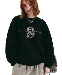 SCULPTOR | SATIN APPLIQUE SWEATSHIRT/アップリケサテンスウェット(スウェット)