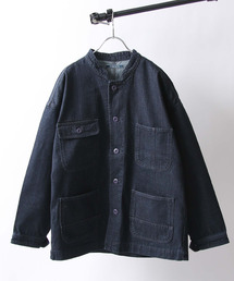 ZIP FIVE | 【ZIP FIVE】スラブデニムノーカラーワークジャケット(ノーカラージャケット)