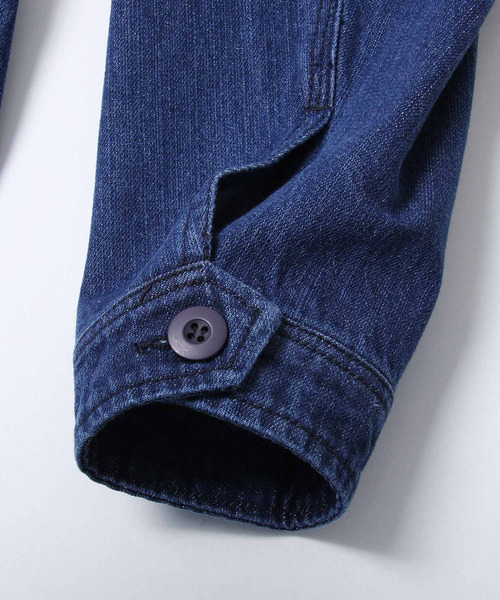 ZIP FIVE（ジップファイブ）の「【ZIP FIVE】スラブデニムノーカラーワークジャケット（ノーカラージャケット・メンズ・ネイビー/ストライプ/ブルー・MEDIUM/LARGE/X-LARGE/SMALL）」の10枚目の写真