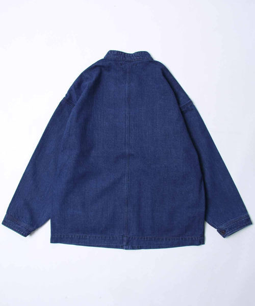 ZIP FIVE（ジップファイブ）の「【ZIP FIVE】スラブデニムノーカラーワークジャケット（ノーカラージャケット・メンズ・ネイビー/ストライプ/ブルー・MEDIUM/LARGE/X-LARGE/SMALL）」の8枚目の写真